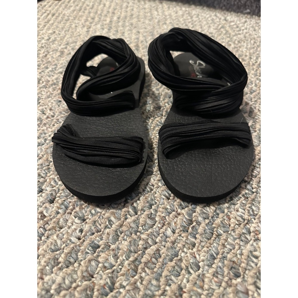 Skechers Yoga Foam Women's Black Fabric Strap Comfort Sandals Size 8